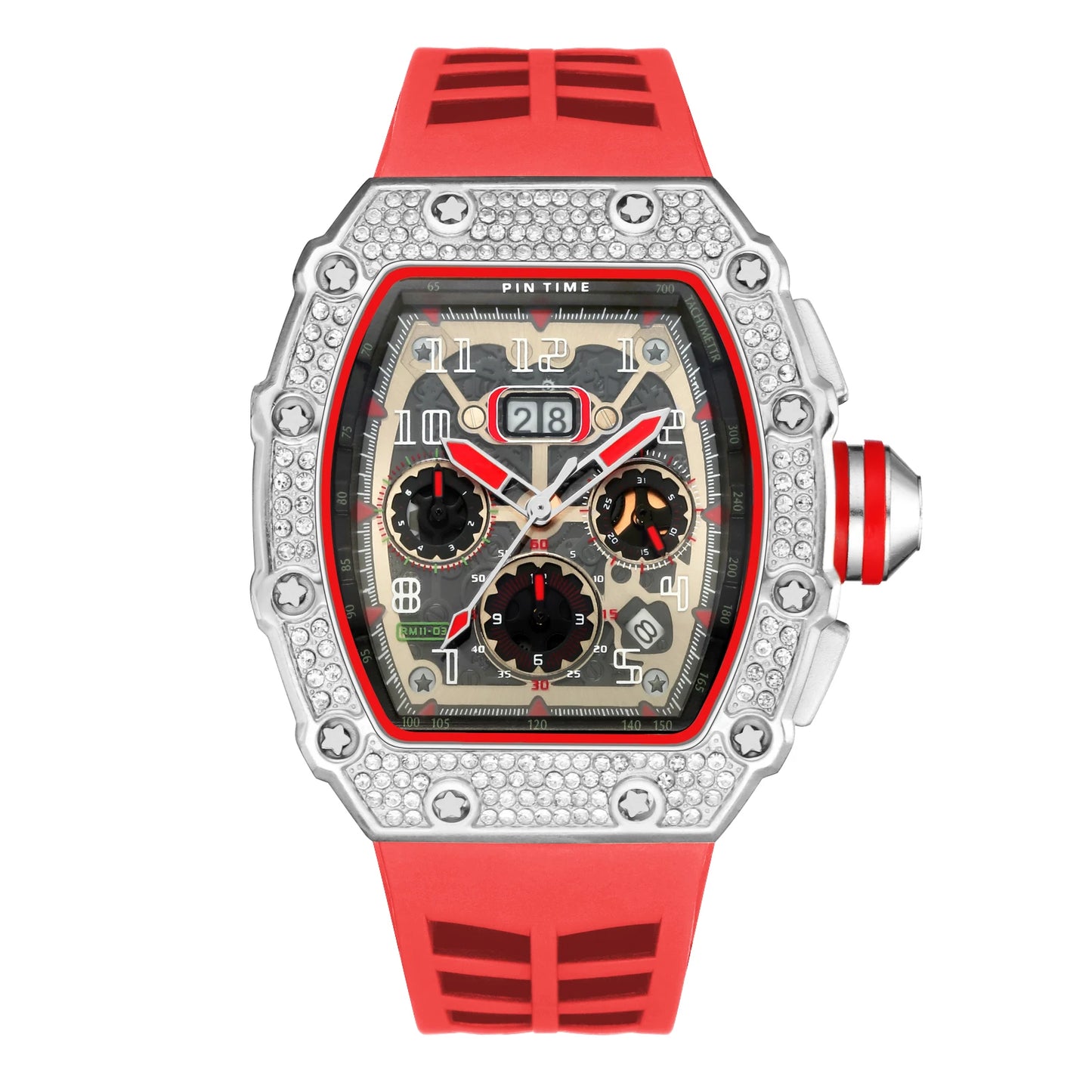 New Arrival Men Business Quartz Watch PINTIME Top Brand Bling Iced Out Diamond Hip Hop Chronograph Popular Item Six Colors - Uknowucme