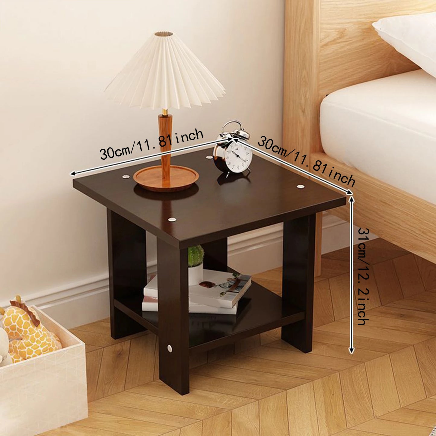 Simple Bedside Table Wooden Double Layers Solid Wood Nightstands Night Table For Table Sofa Side Table Home Furniture - Uknowucme