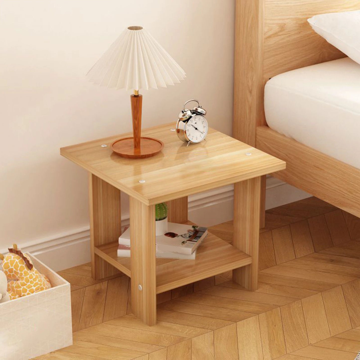Simple Bedside Table Wooden Double Layers Solid Wood Nightstands Night Table For Table Sofa Side Table Home Furniture - Uknowucme