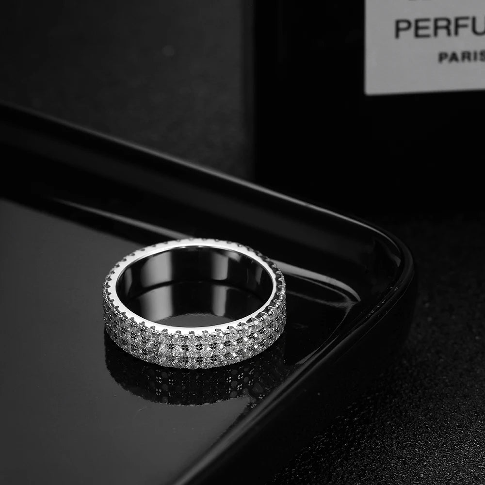 KNOBSPIN Full Moissanite Ring 925 Sterling Sliver Plated 18k Eternity Band Hip Hop Rings for Woman Man Party Sparkling Jewely - Uknowucme