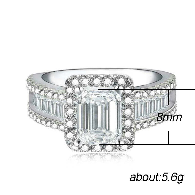 HOYON Pure Natural White 3 Carats Moissanite Gemstone S925 Silver color Ring for Women Anillos De Jewelry Bizuteria Rings - Uknowucme