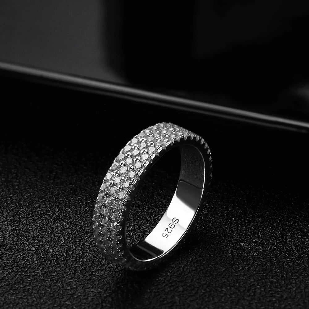 KNOBSPIN Full Moissanite Ring 925 Sterling Sliver Plated 18k Eternity Band Hip Hop Rings for Woman Man Party Sparkling Jewely - Uknowucme