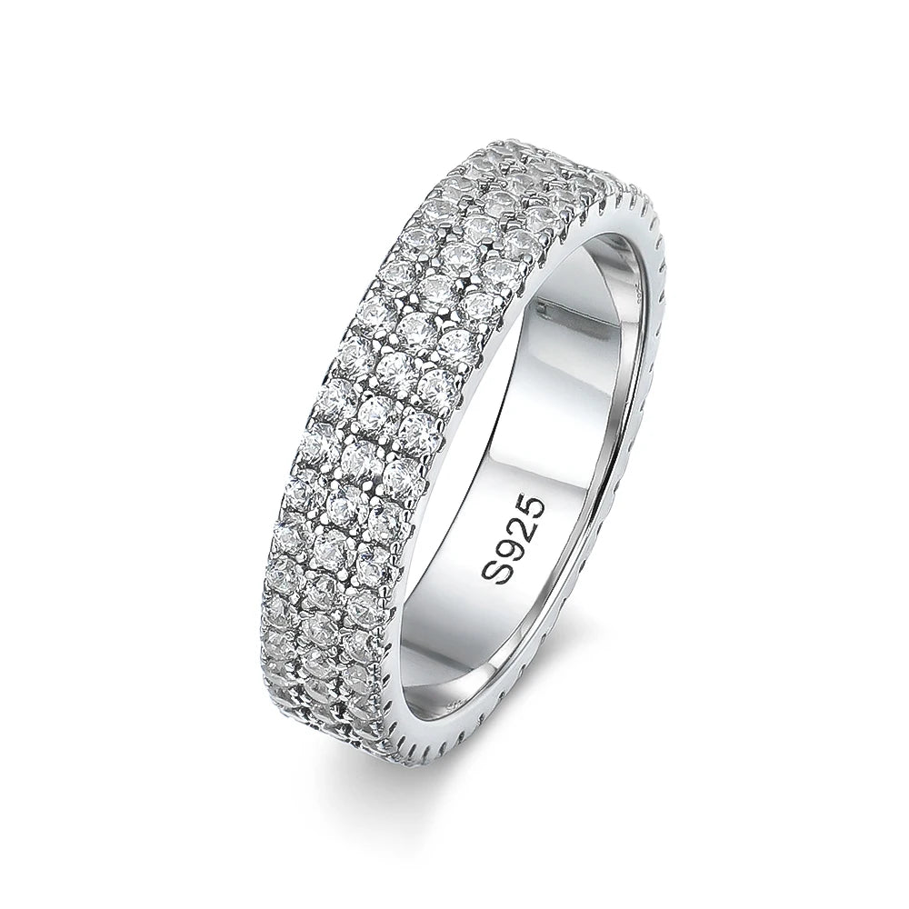 KNOBSPIN Full Moissanite Ring 925 Sterling Sliver Plated 18k Eternity Band Hip Hop Rings for Woman Man Party Sparkling Jewely - Uknowucme