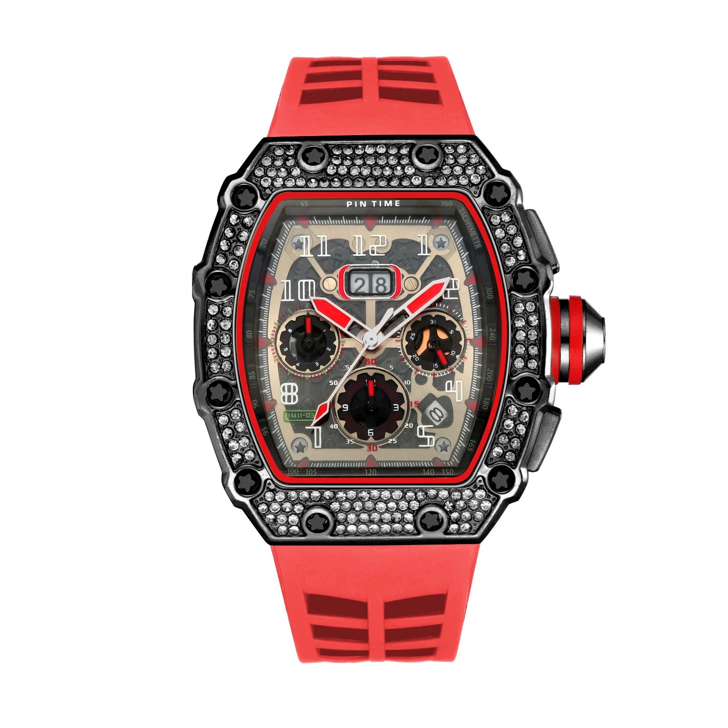 New Arrival Men Business Quartz Watch PINTIME Top Brand Bling Iced Out Diamond Hip Hop Chronograph Popular Item Six Colors - Uknowucme