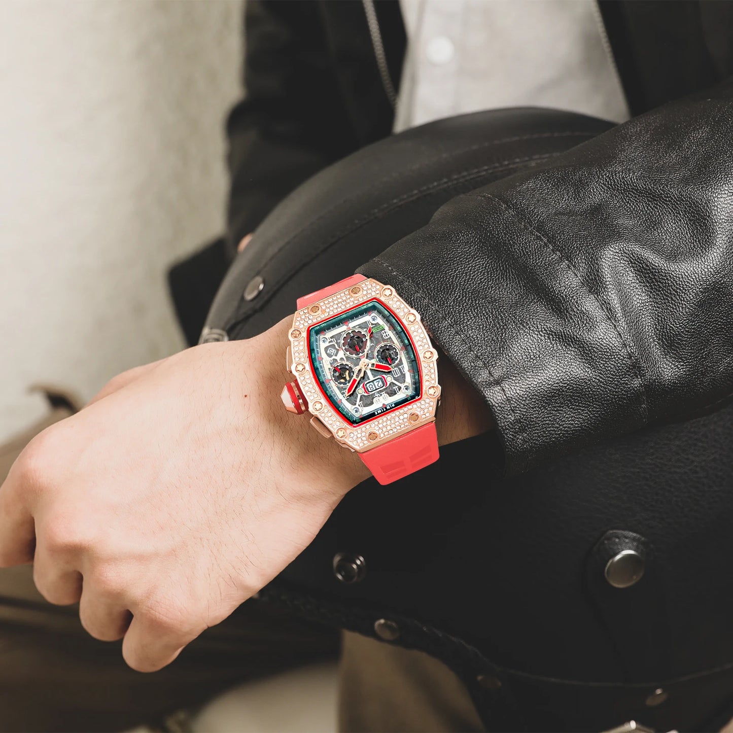New Arrival Men Business Quartz Watch PINTIME Top Brand Bling Iced Out Diamond Hip Hop Chronograph Popular Item Six Colors - Uknowucme