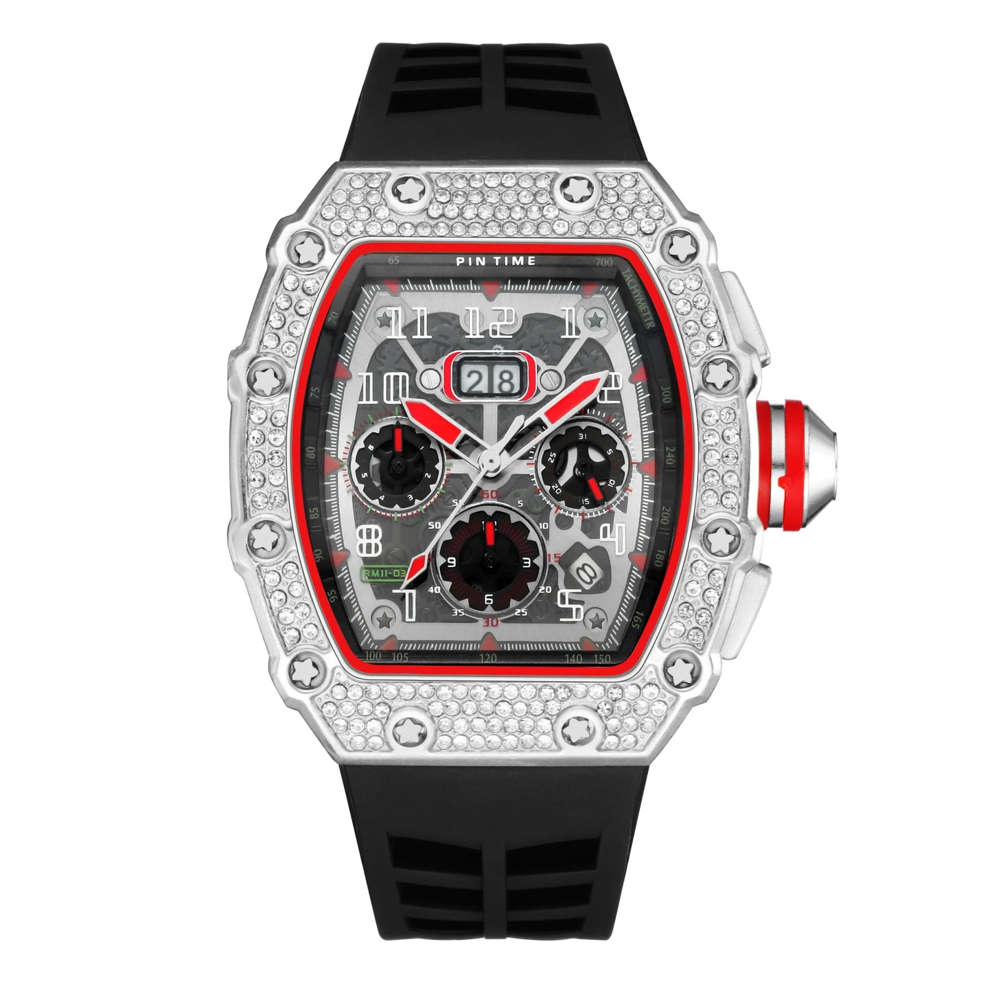 New Arrival Men Business Quartz Watch PINTIME Top Brand Bling Iced Out Diamond Hip Hop Chronograph Popular Item Six Colors - Uknowucme