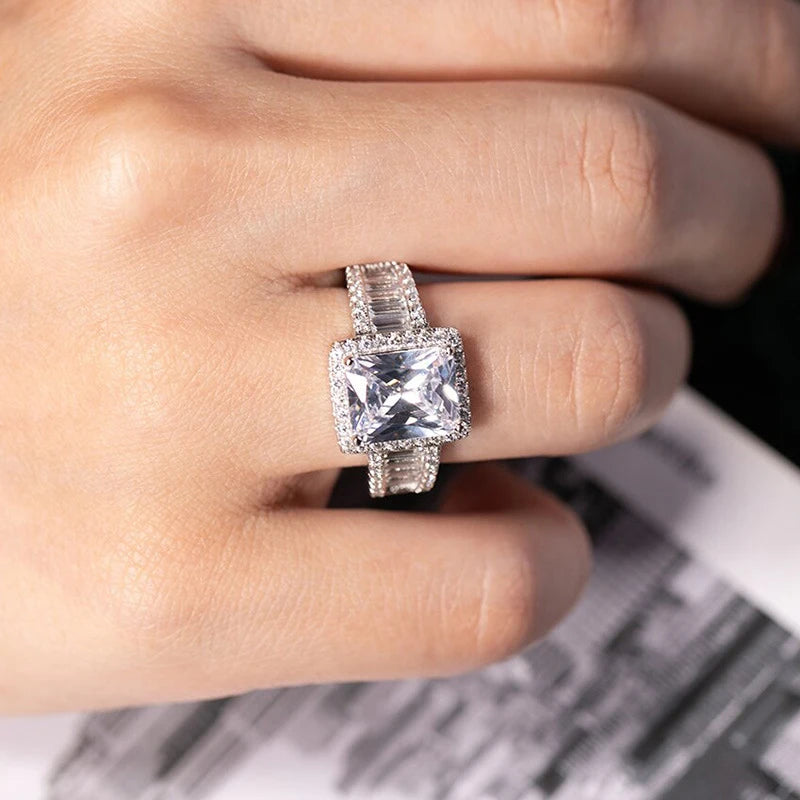 HOYON Pure Natural White 3 Carats Moissanite Gemstone S925 Silver color Ring for Women Anillos De Jewelry Bizuteria Rings - Uknowucme