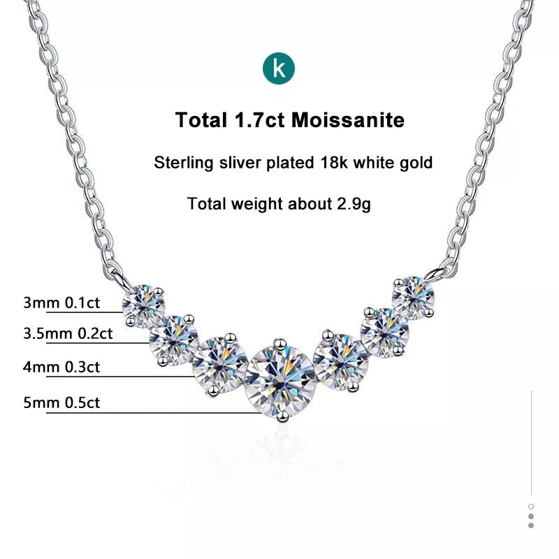 K.NOBSPIN Moissanite Necklace for Woman Wedding Fine Jewely with Certificates 925 Sterling Sliver Plated 18k White Gold Necklace - Uknowucme