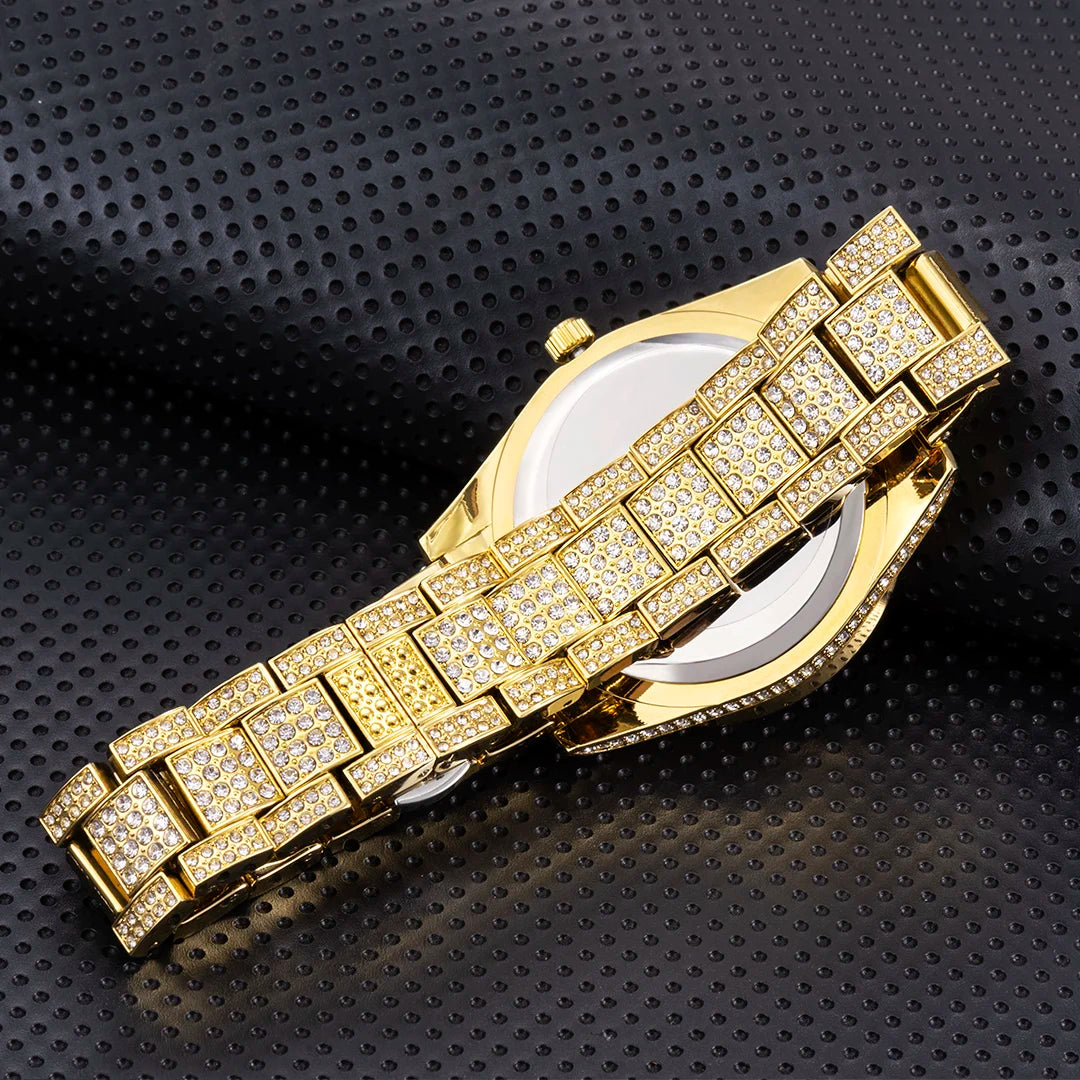MISSFOX Brand Men Watch Luxury Ice Out Full Big Diamond Silver Bracelet Watch Fashion Dial Quartz Wristwatch Steel Dropshipping - Uknowucme