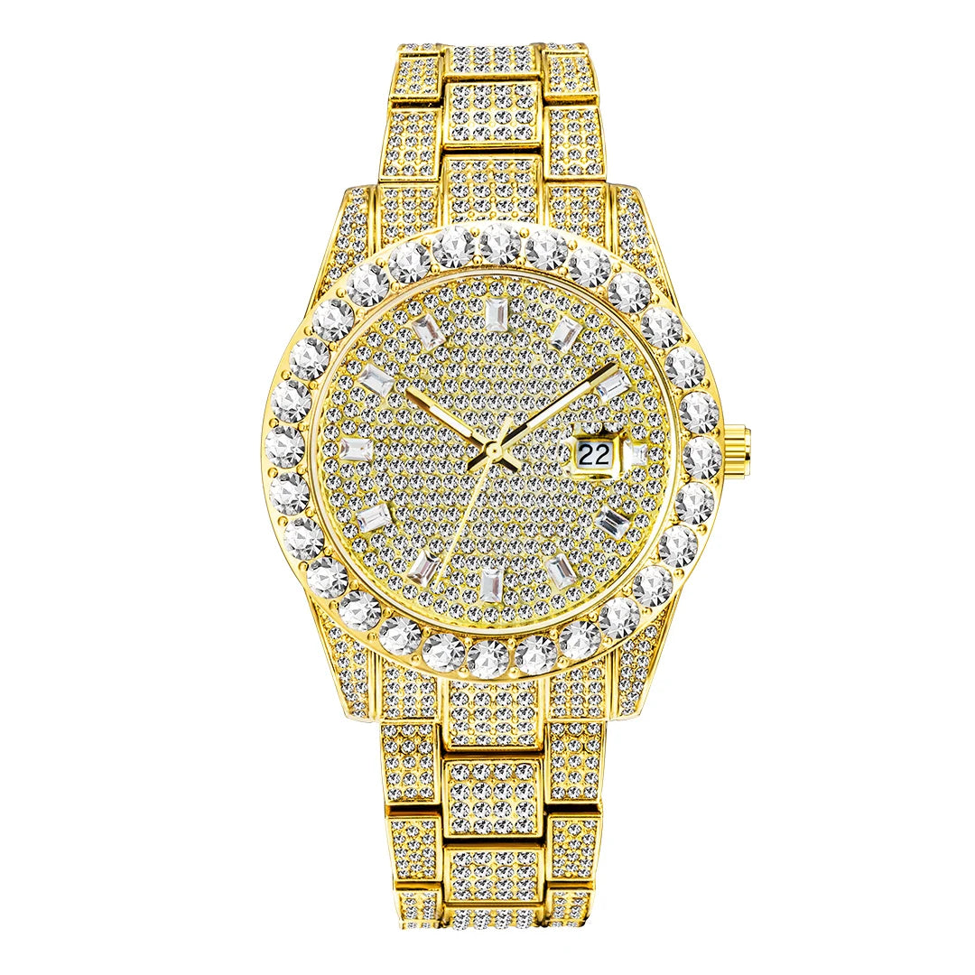 MISSFOX Brand Men Watch Luxury Ice Out Full Big Diamond Silver Bracelet Watch Fashion Dial Quartz Wristwatch Steel Dropshipping - Uknowucme