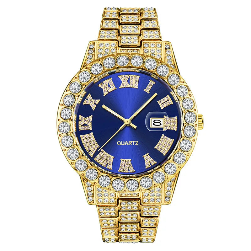 Hip Hop Full Ice Out Analog Quartz Men's Wrist Watches With Micropaved Silver Color Watch For Men Women Fashion Jewelry Gift - Uknowucme
