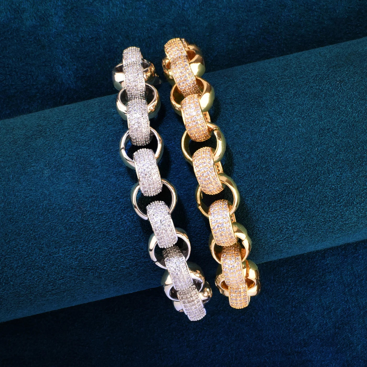 Circle Cuban Link Bracelet Men Hip Hop Chain Copper Iced Out Cubic Zirconia Rapper Rock Jewelry 10mm - Uknowucme