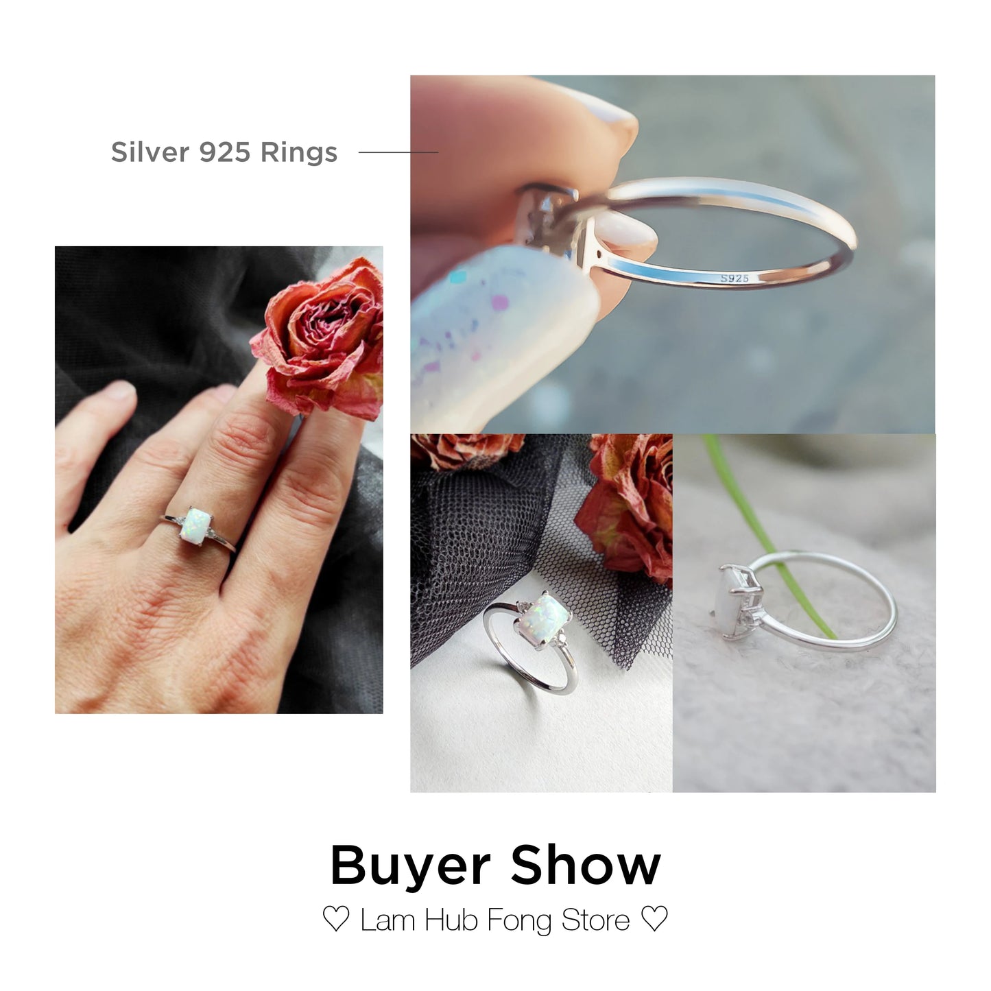 925 Sterling Silver Rings Rectangular Opal with Cubic Zircon for Women Ring Wedding Fine Jewelry Accessories Chistmas Gift - Uknowucme