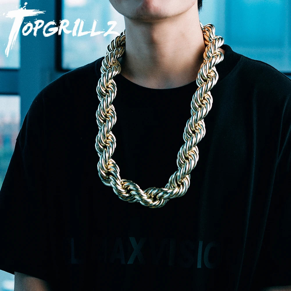 TOPGRILLZ 2021 New 30MM Rope Chain Stainless Steel Mens Luxury Necklace Hip Hop Heavy Metal Punk jewelry 30" For Party Gift - Uknowucme