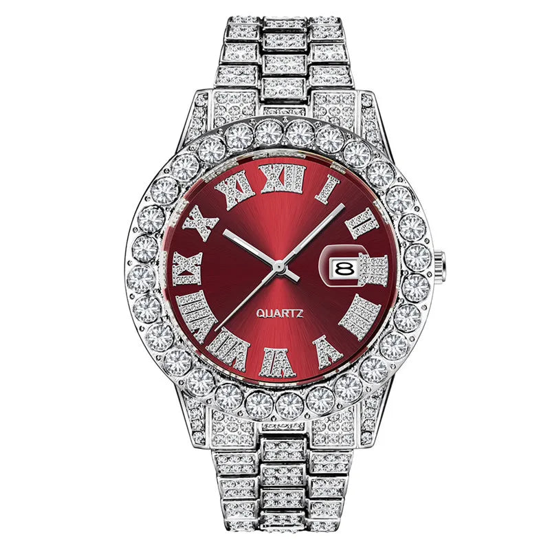 Hip Hop Full Ice Out Analog Quartz Men's Wrist Watches With Micropaved Silver Color Watch For Men Women Fashion Jewelry Gift - Uknowucme