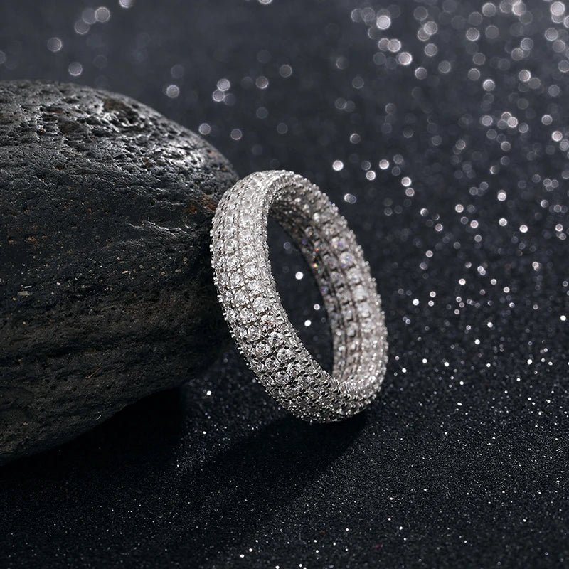 Hip Hop Real 925 Sterling Stamp Ring Luxury Full Cubic Zircon Gold Charm Jewelry Punk Male Women Finger Rings Size 7-10 Unisex - Uknowucme