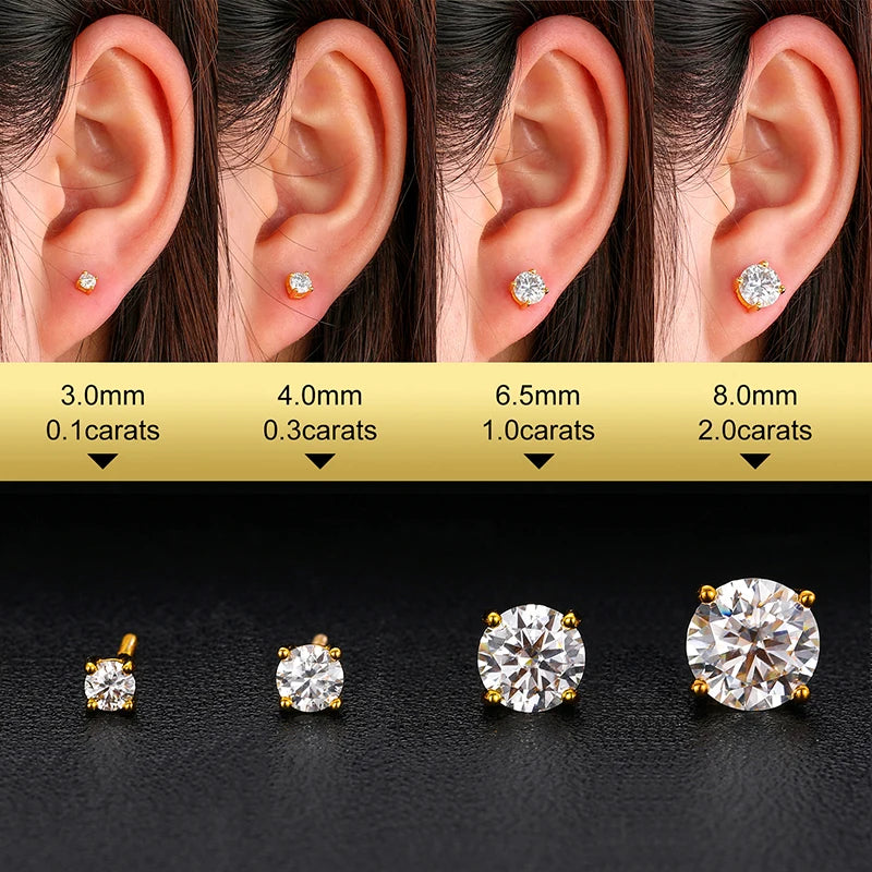 Classic Round Moissanite Earring For Women Jewelry Top Quality 100% 925 Sterling Silver Fashion Earrings Engagement - Uknowucme