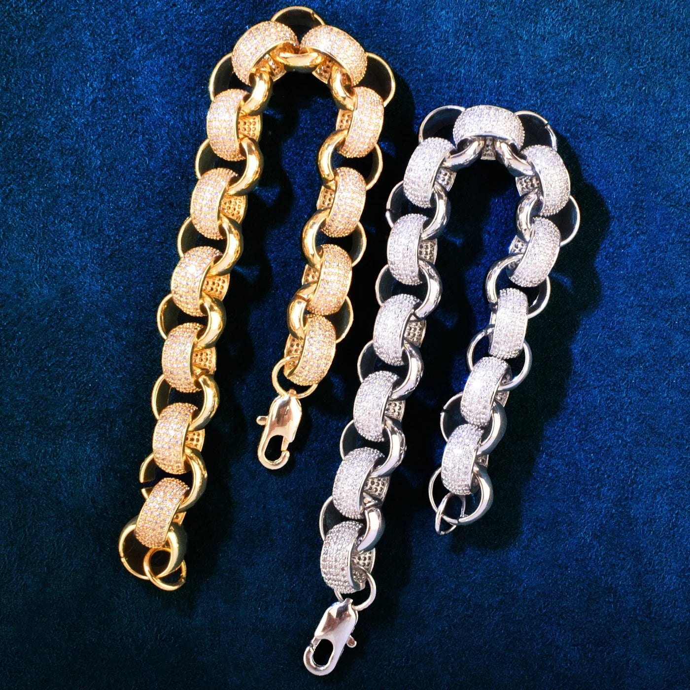 Circle Cuban Link Bracelet Men Hip Hop Chain Copper Iced Out Cubic Zirconia Rapper Rock Jewelry 10mm - Uknowucme
