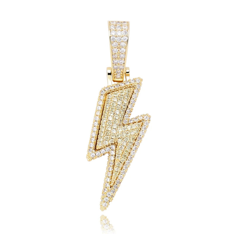 TOPGRILLZ Iced Out Bling Lightning Pendants With Tennis Chain Copper Material AAA Cubic Zircon Men's Hip Hop Jewelry Gift - Uknowucme