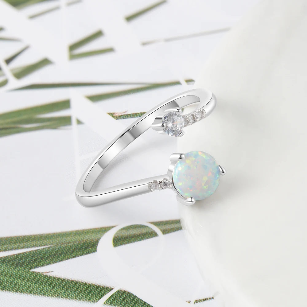 Jewelry Sets for Women Dainty 925 Sterling Silver White Opal Ring Earrings Chain Necklace Wedding Jewelry Sets (Lam Hub Fong) - Uknowucme