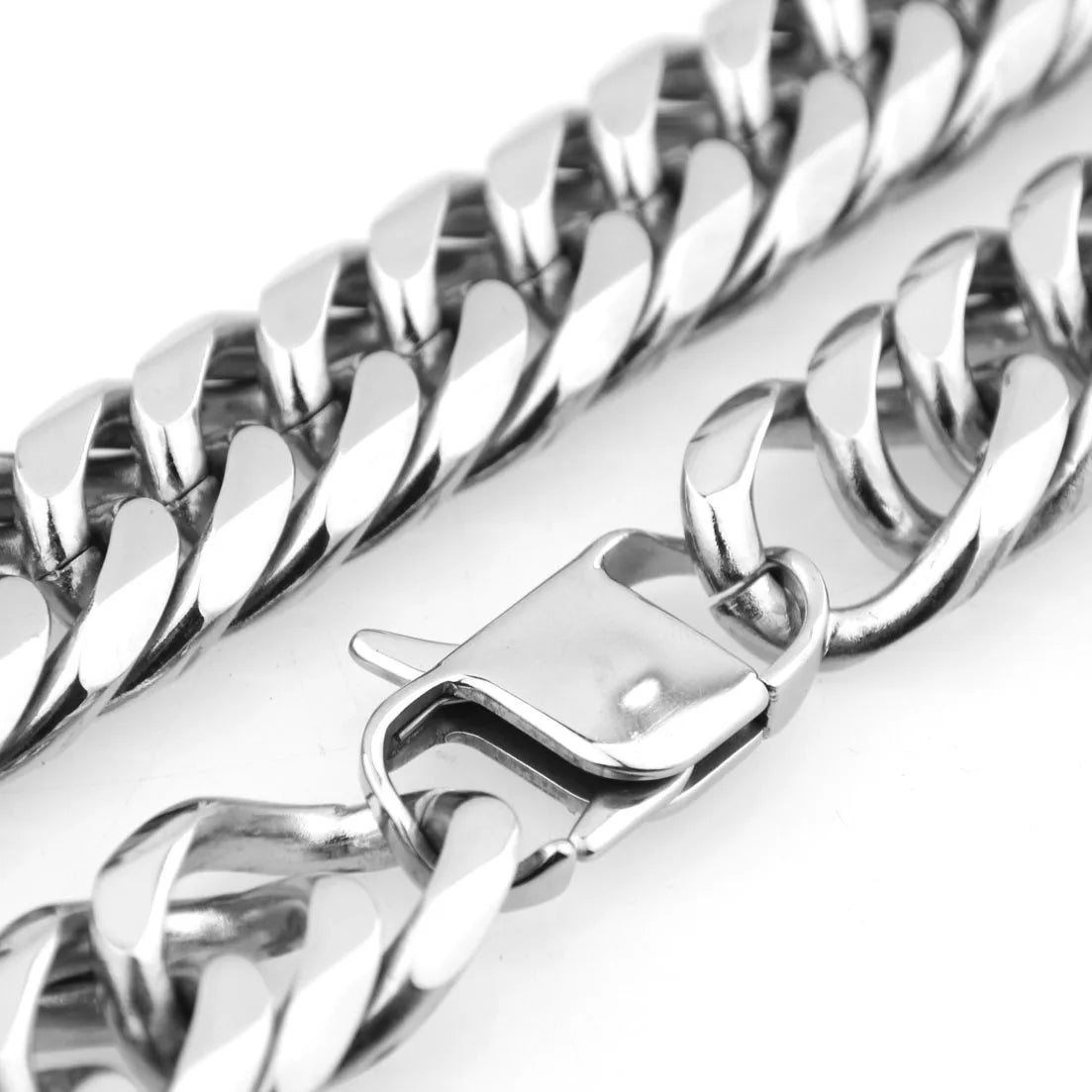 Miami Cuban Chains For Men Hip Hop Jewelry Wholesale Silver Color Thick Stainless Steel Big Chunky Necklace 13MM/16mm/19mm/21mm - Uknowucme