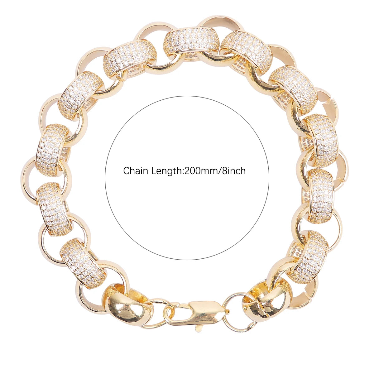 Aokaishen Circle Cuban Link Bracelet for Men Real Copper Gold Color Hip Hop Rock Street Jewelry 2022 Trend Best Sellings - Uknowucme