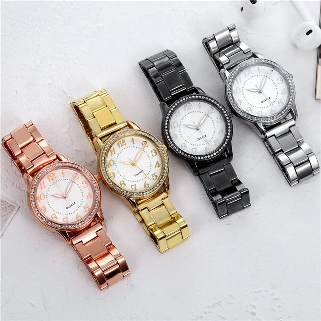 Brand Women Watches Fashion Circular Ladies Quartz Watch Bracelet Set Golden Dial Simple Rose Gold Mesh Luxury Watches Women#3 - Uknowucme