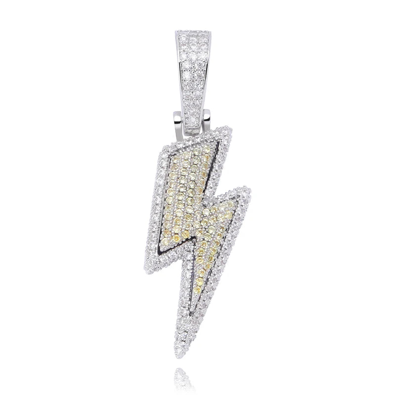 TOPGRILLZ Iced Out Bling Lightning Pendants With Tennis Chain Copper Material AAA Cubic Zircon Men's Hip Hop Jewelry Gift - Uknowucme