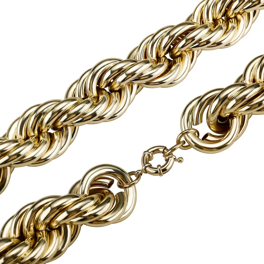 TOPGRILLZ 2021 New 30MM Rope Chain Stainless Steel Mens Luxury Necklace Hip Hop Heavy Metal Punk jewelry 30" For Party Gift - Uknowucme