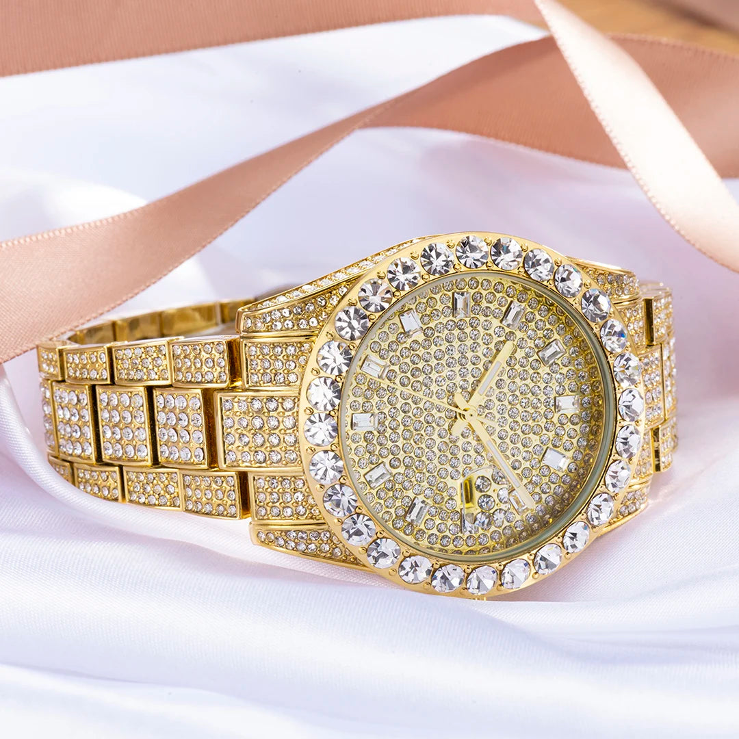 MISSFOX Brand Men Watch Luxury Ice Out Full Big Diamond Silver Bracelet Watch Fashion Dial Quartz Wristwatch Steel Dropshipping - Uknowucme