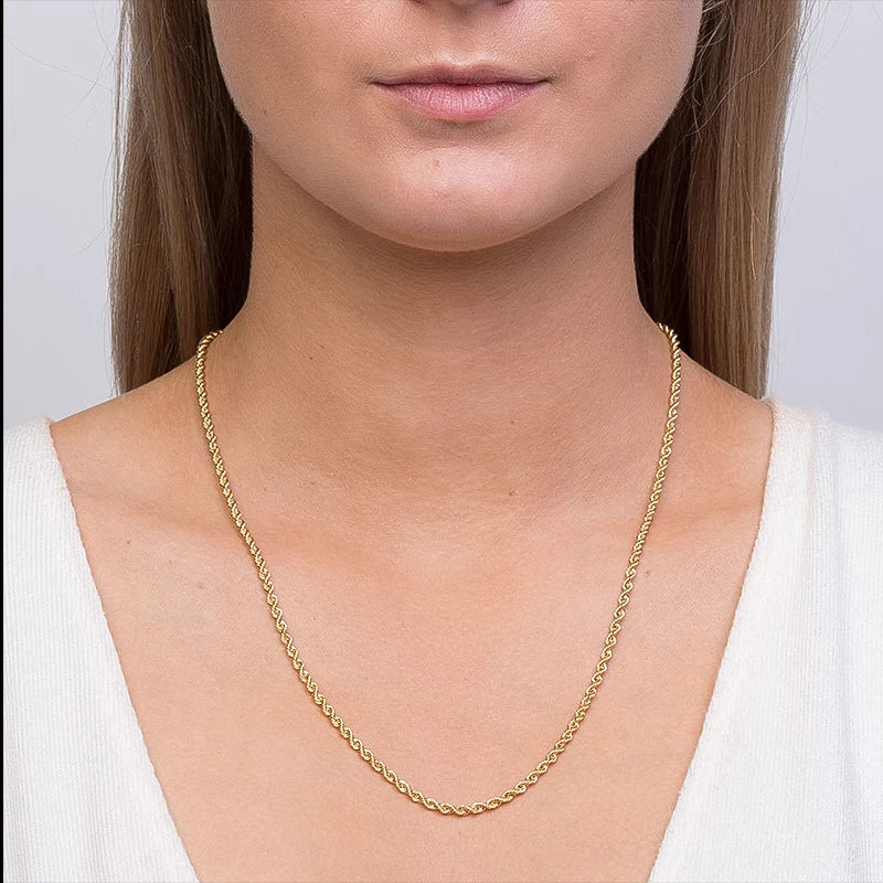 3mm Cuban Chain Rope Chain Stainless Steel Classical Necklace Mens Women Chains Around The Neck Gold Silver Color Necklace - Uknowucme