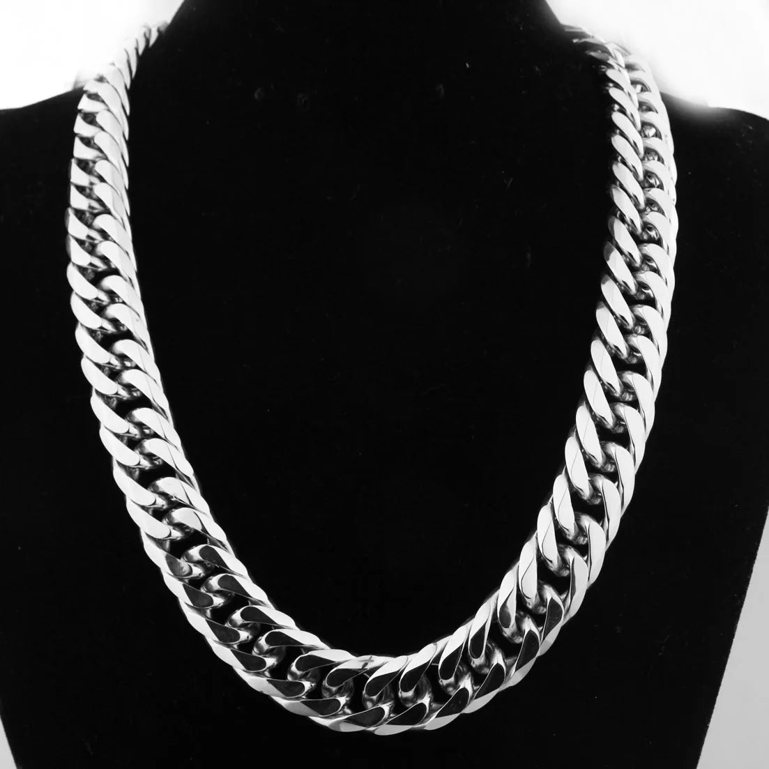 Miami Cuban Chains For Men Hip Hop Jewelry Wholesale Silver Color Thick Stainless Steel Big Chunky Necklace 13MM/16mm/19mm/21mm - Uknowucme