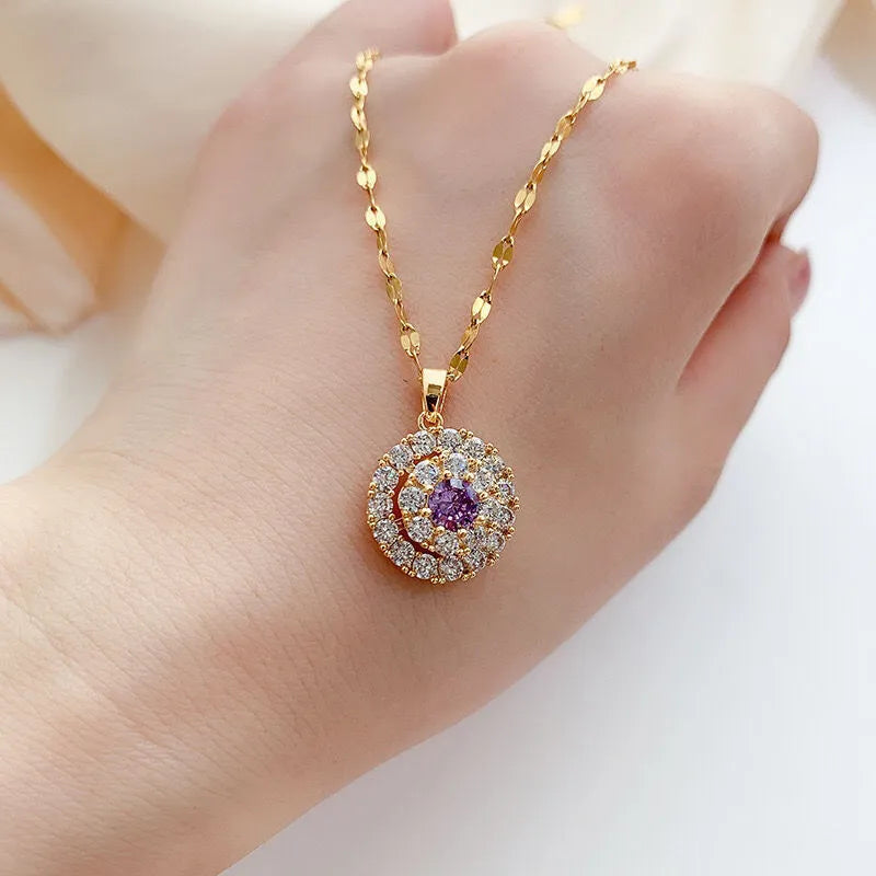 HOYON No fading 18K Gold One Eye Necklace Women's Jewelry Diamond Style Bijoux Femme Collares Natural Gem Pendant with Necklace - Uknowucme