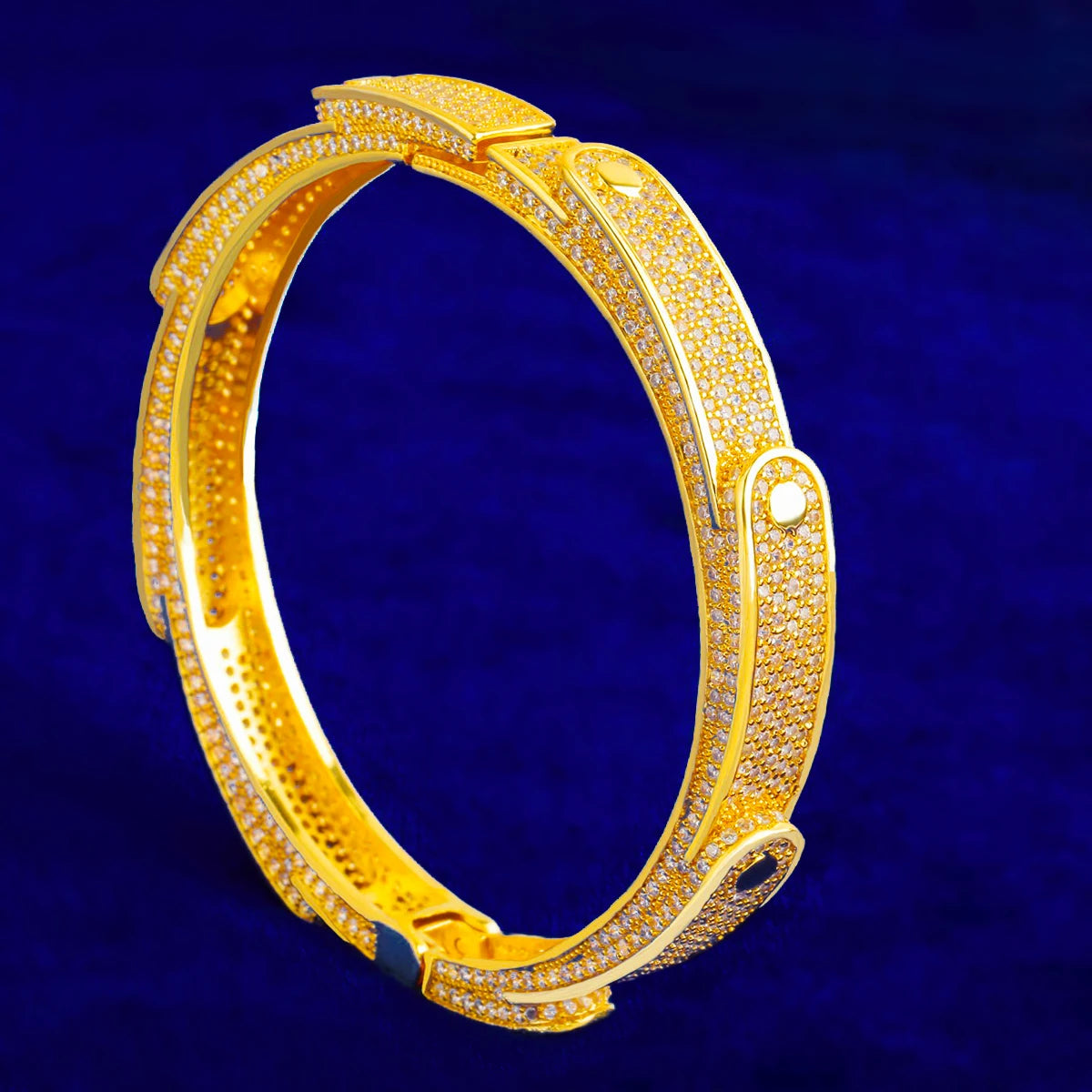 Bubble Letter Iced Irregular Multilateral Figure Bangle Real Gold Color Women Bracelet Hip Hop Jewelry - Uknowucme