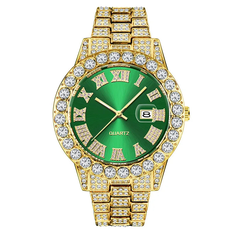 Hip Hop Full Ice Out Analog Quartz Men's Wrist Watches With Micropaved Silver Color Watch For Men Women Fashion Jewelry Gift - Uknowucme