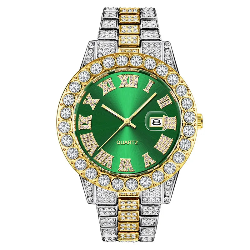 Hip Hop Full Ice Out Analog Quartz Men's Wrist Watches With Micropaved Silver Color Watch For Men Women Fashion Jewelry Gift - Uknowucme
