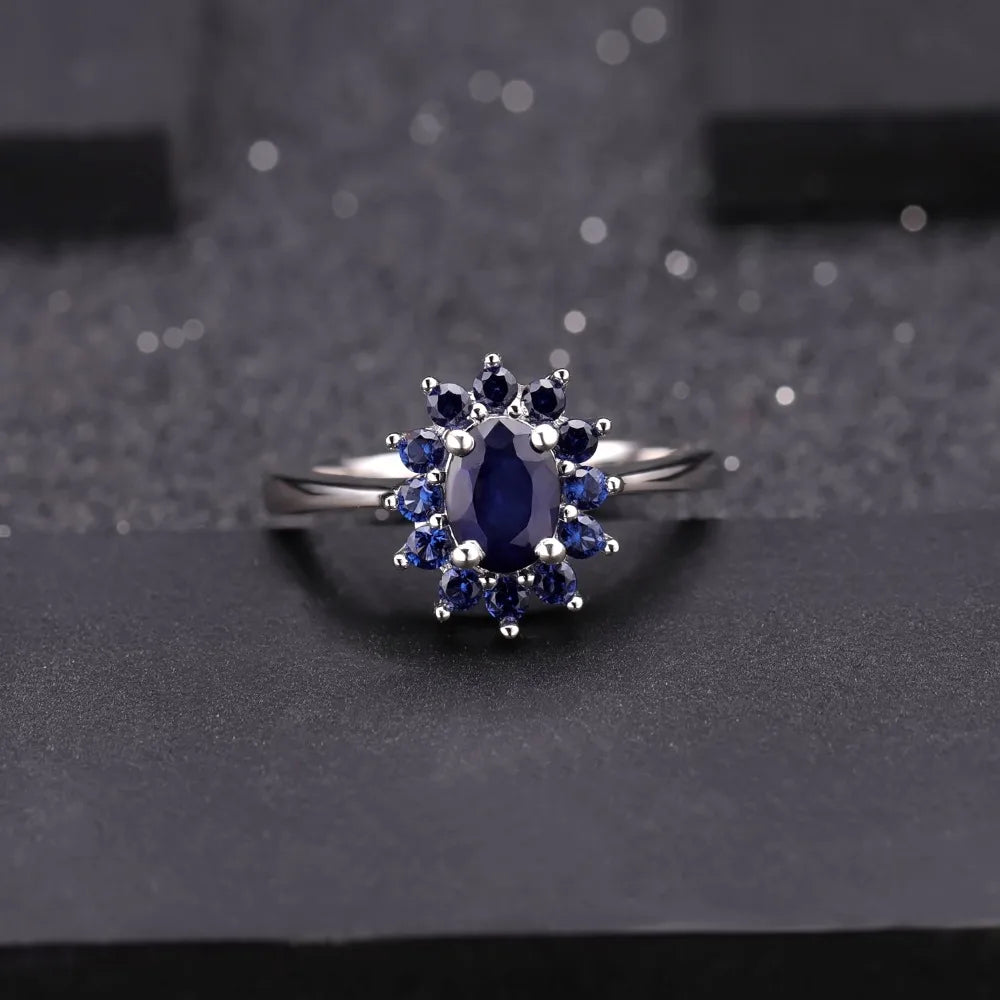 Gem's Ballet 1.89Ct Natural Blue Sapphire Gemstones Ring 925 Sterling Silver Vintage Flowers Rings For Women Gift Fine Jewelry - Uknowucme