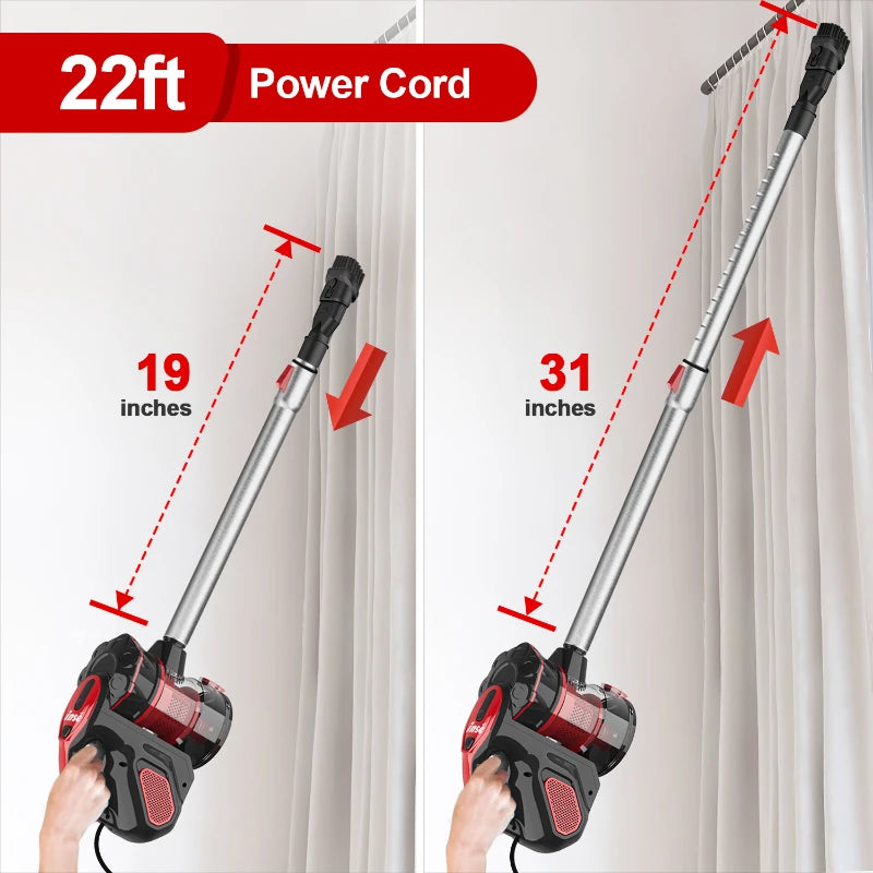 Vacuum Cleaner Corded 18Kpa Powerful Suction 600W Motor Handheld Vacuum Cleaner Multipurpose 3 in 1 Household Cleaning Appliance - Uknowucme