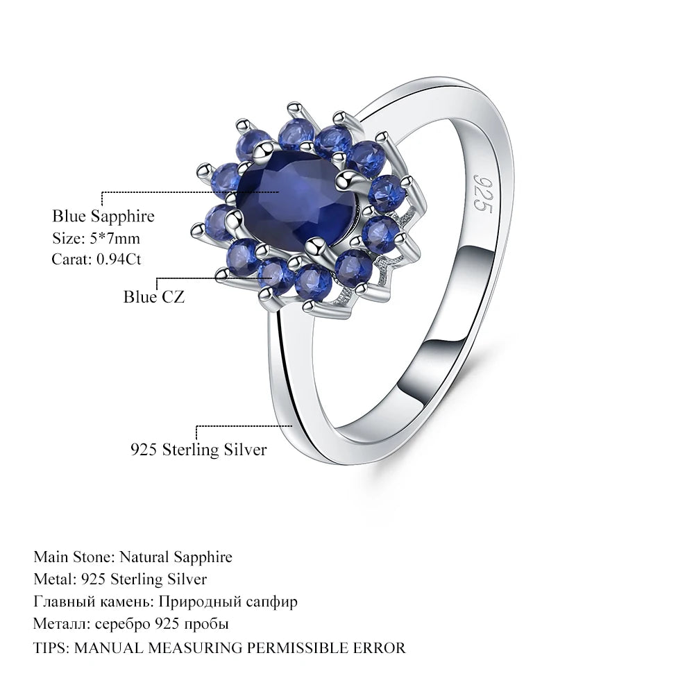 Gem's Ballet 1.89Ct Natural Blue Sapphire Gemstones Ring 925 Sterling Silver Vintage Flowers Rings For Women Gift Fine Jewelry - Uknowucme