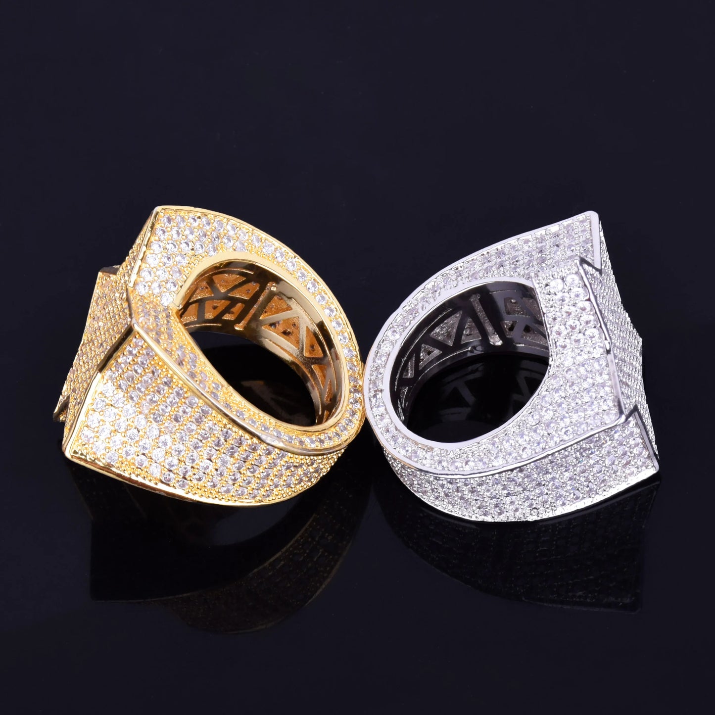 Bubble Letter Men Star Rings Charm Gold Color Full Zircon Fashion Hip Hop Rock Jewelry Bague Homme - Uknowucme