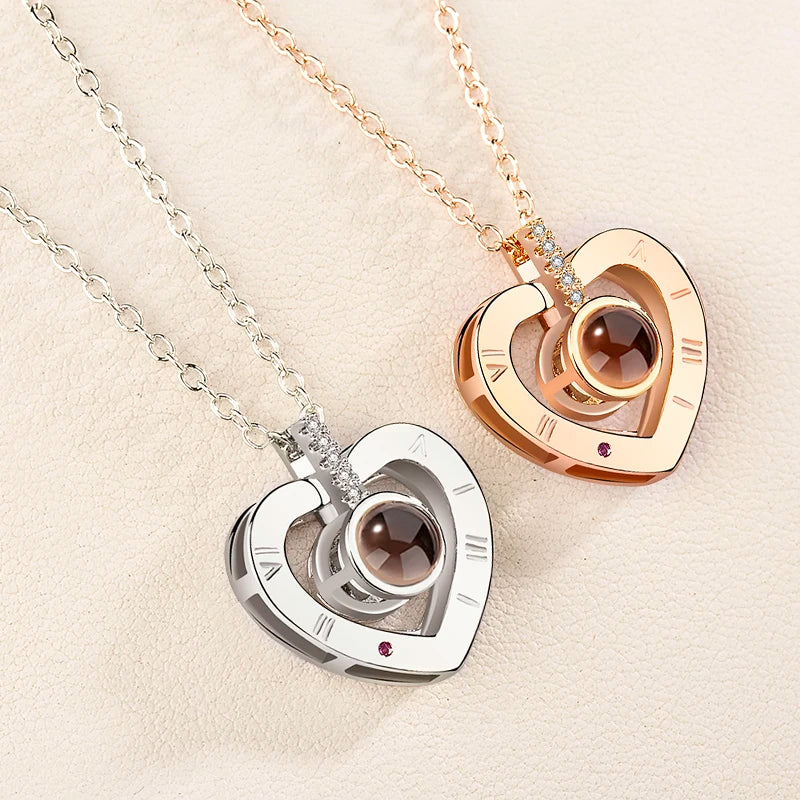 Letter Necklace 100 languages I love you Projection Pendant Necklace Women Jewelry Collier Femme Bijoux 2022 best friends Gifts - Uknowucme