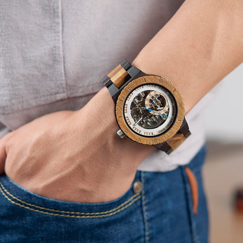 Personalized Watch Men BOBO BIRD Wood Automatic Watches Relogio Masculino Custom Anniversary Gifts for Him Free Engraving - Uknowucme
