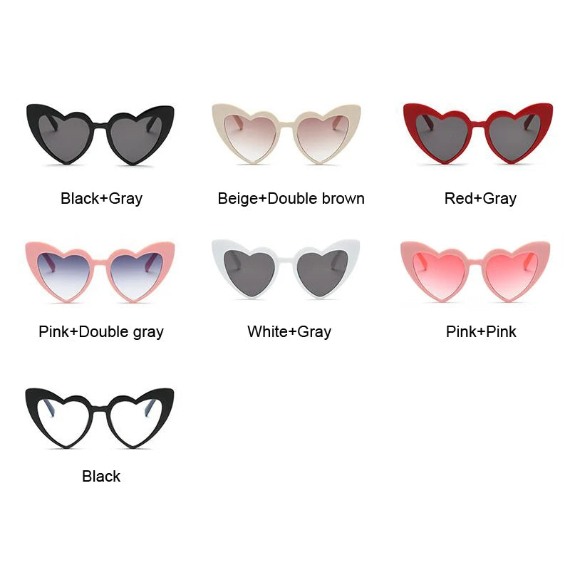 Love Heart Cat Eye Sunglasses Woman Vintage Christmas Gift Black Pink Red Heart Shape Sun Glasses For Woman Uv400 - Uknowucme