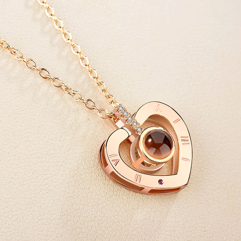 Letter Necklace 100 languages I love you Projection Pendant Necklace Women Jewelry Collier Femme Bijoux 2022 best friends Gifts - Uknowucme