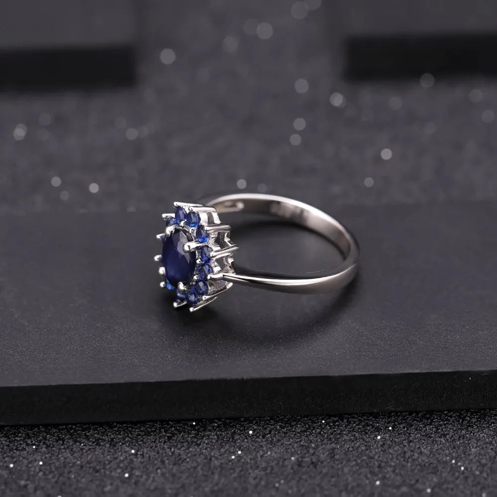 Gem's Ballet 1.89Ct Natural Blue Sapphire Gemstones Ring 925 Sterling Silver Vintage Flowers Rings For Women Gift Fine Jewelry - Uknowucme