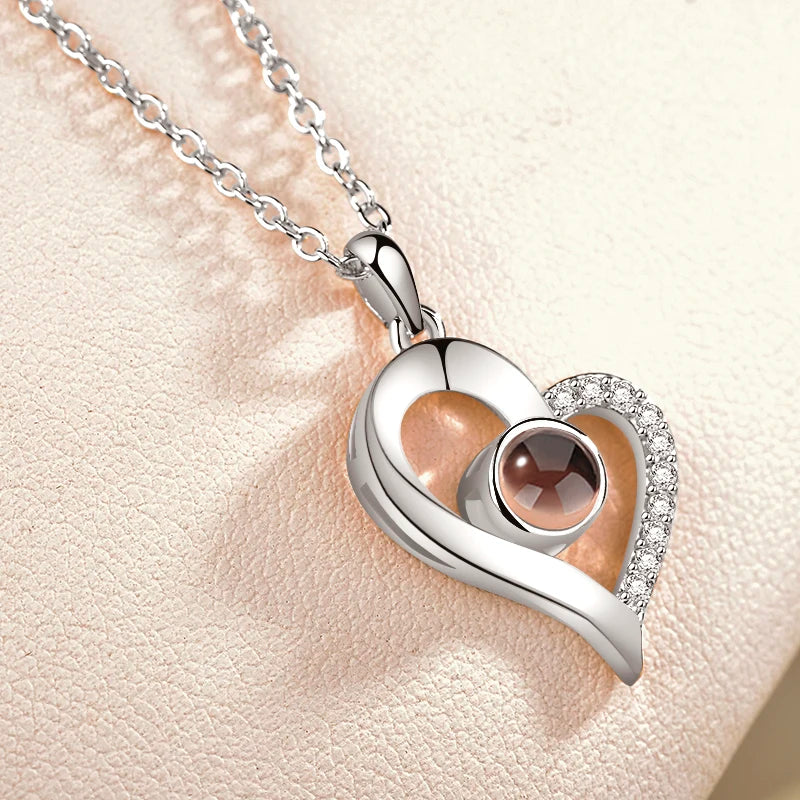 Letter Necklace 100 languages I love you Projection Pendant Necklace Women Jewelry Collier Femme Bijoux 2022 best friends Gifts - Uknowucme