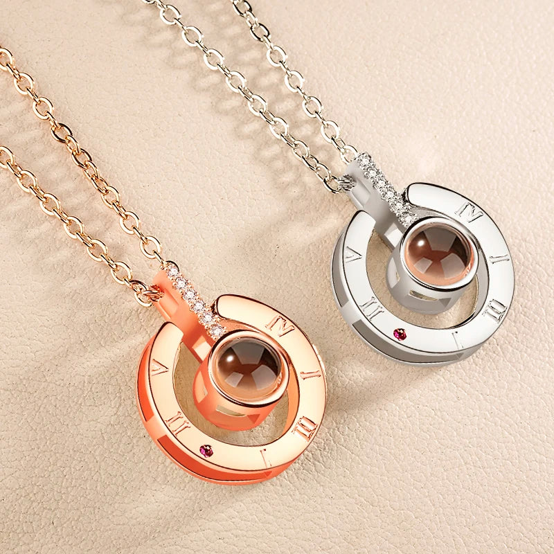 Letter Necklace 100 languages I love you Projection Pendant Necklace Women Jewelry Collier Femme Bijoux 2022 best friends Gifts - Uknowucme