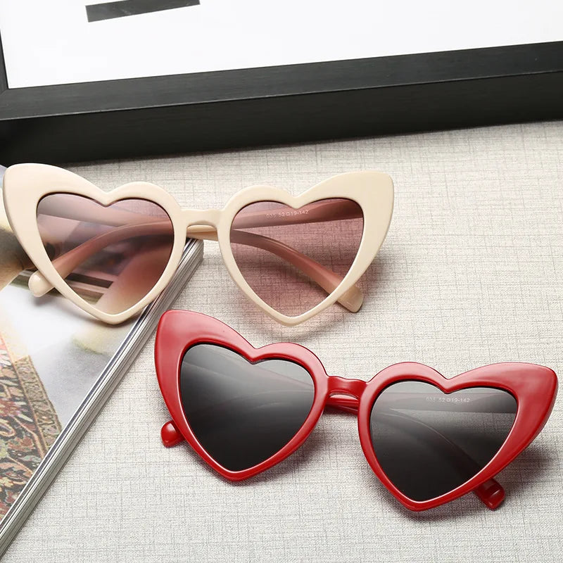 Love Heart Cat Eye Sunglasses Woman Vintage Christmas Gift Black Pink Red Heart Shape Sun Glasses For Woman Uv400 - Uknowucme