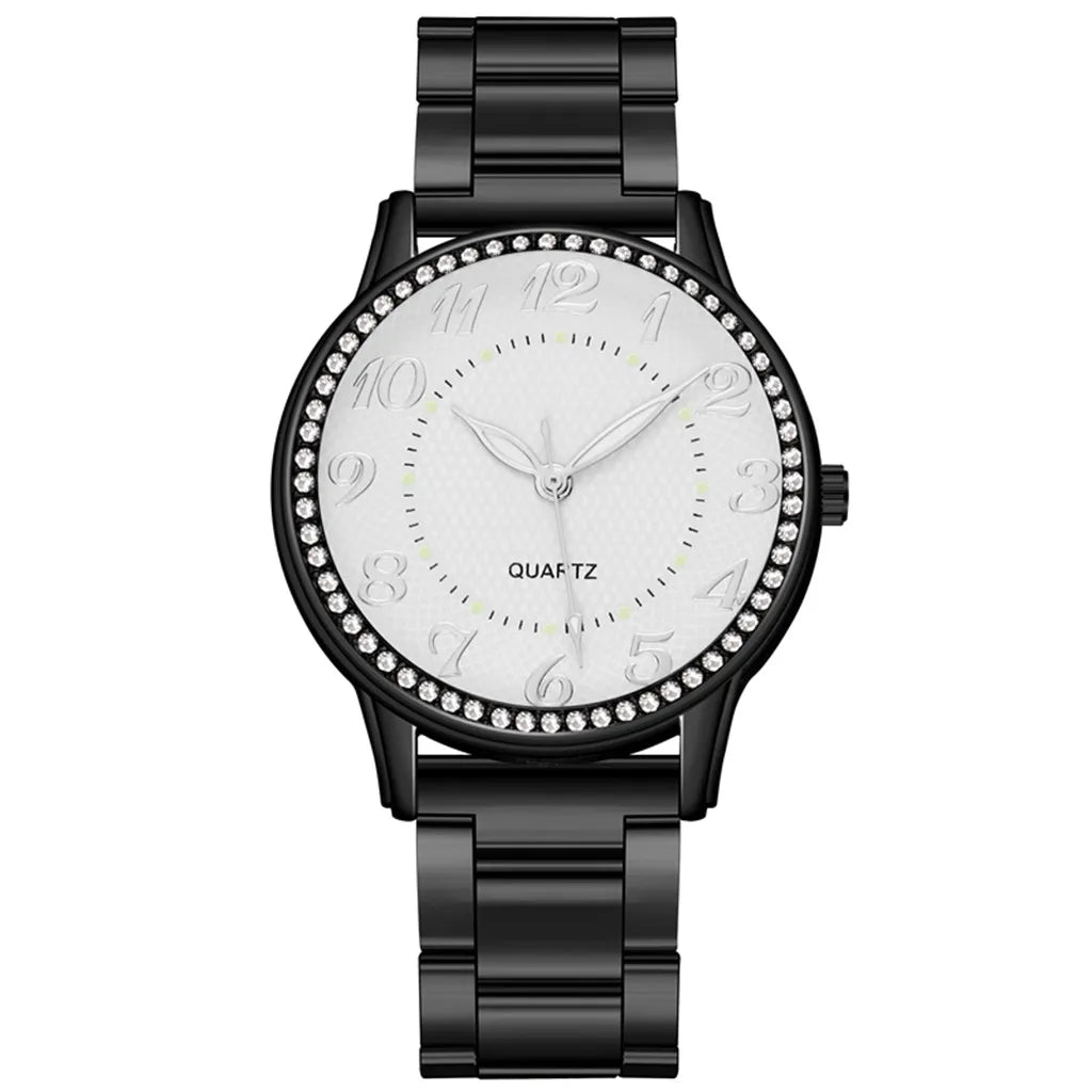 Brand Women Watches Fashion Circular Ladies Quartz Watch Bracelet Set Golden Dial Simple Rose Gold Mesh Luxury Watches Women#3 - Uknowucme