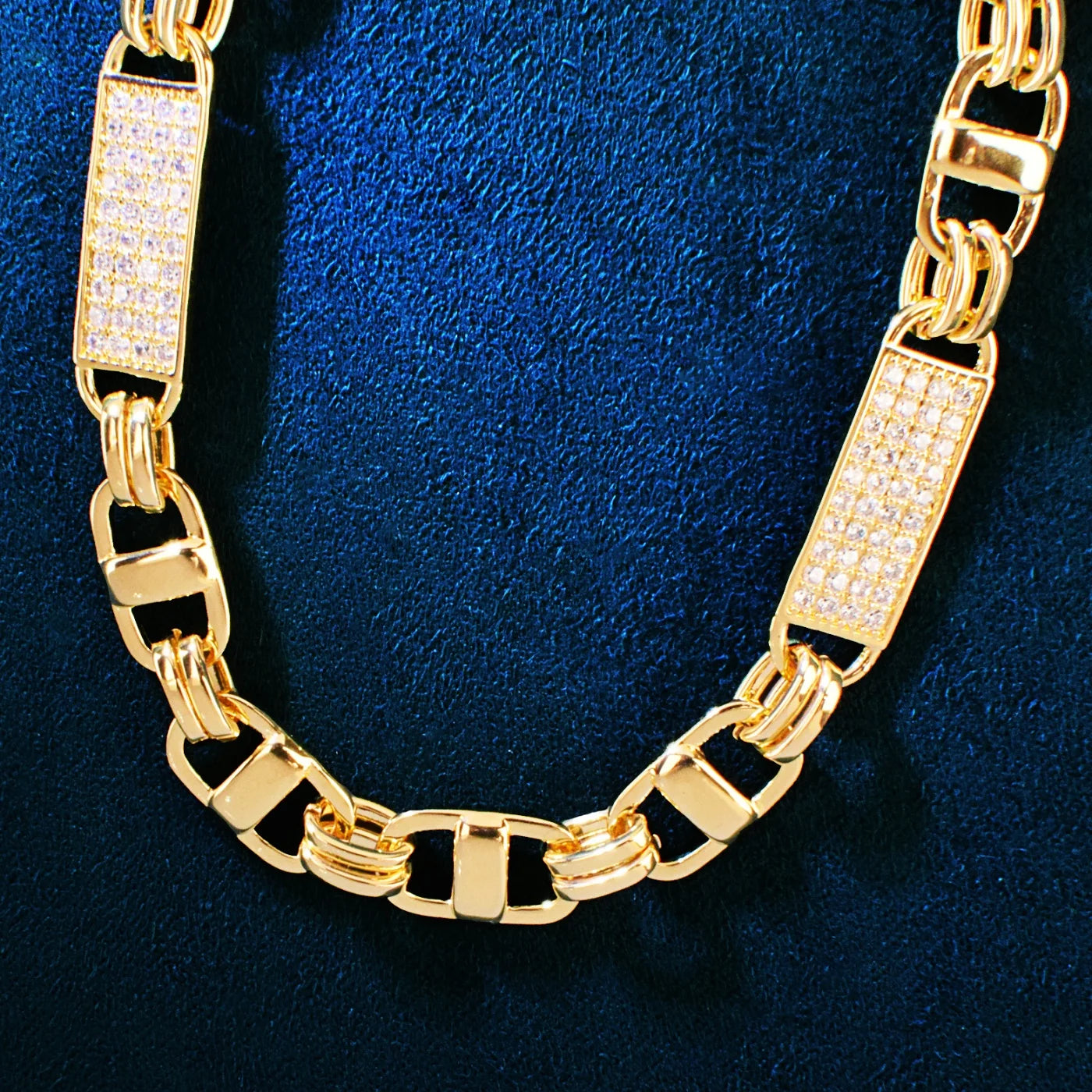 8mm Square Clustered Cuban Chain Necklace For Men Hip Hop Link Gold Color Bling Zirconia Fashion Rock Jewelry - Uknowucme